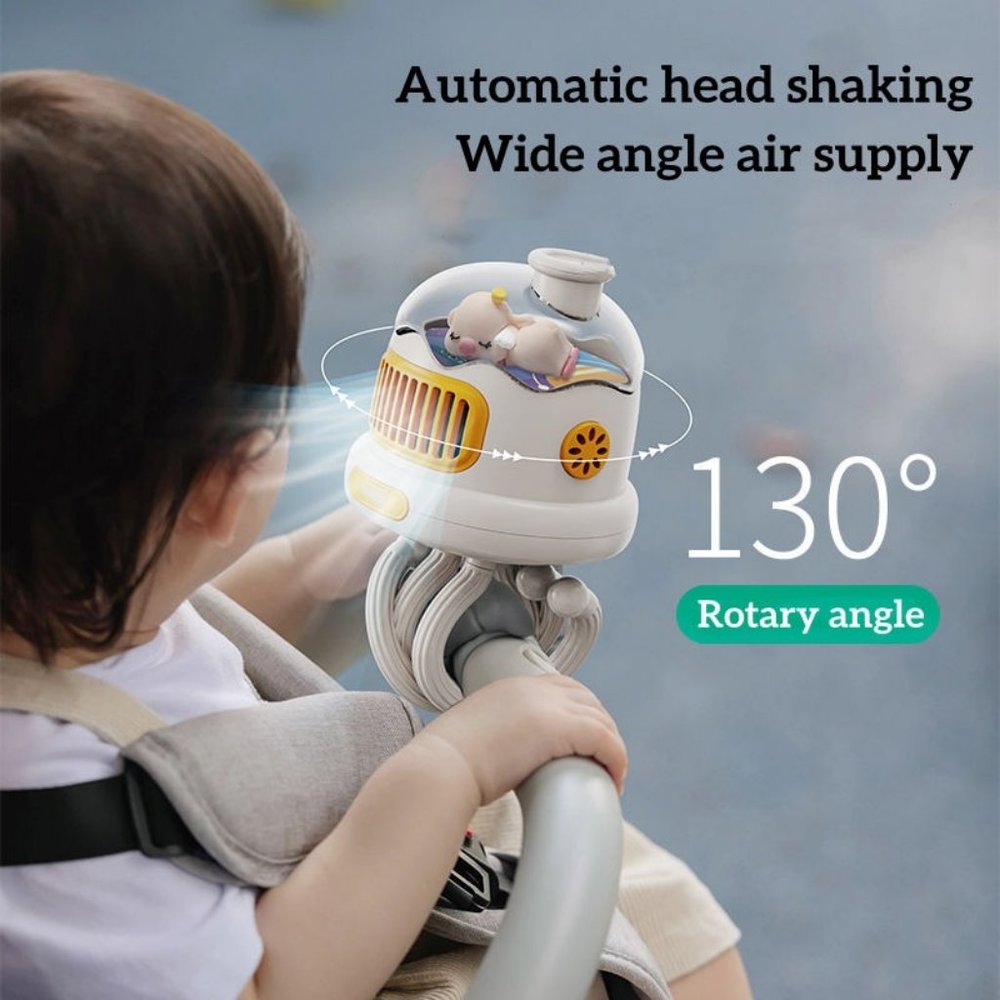Stroller Fan Student Dormitory Silent Usb Clip Octopus Children Handheld